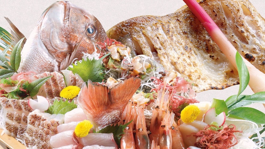 【日本海直送の荒磯舟盛＋高級魚のどぐろ付】日本海の海鮮とあわらの温泉ダブル満喫（舟盛：4名以下は皿盛